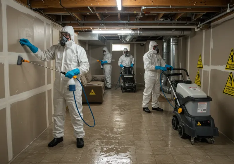 Basement Moisture Removal and Structural Drying process in Rocky River, OH